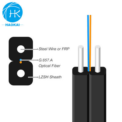 سیم فولادی LSZH FTTH قطره کابل داخلی قطره کابل فیبر نوری GJXH G657a1