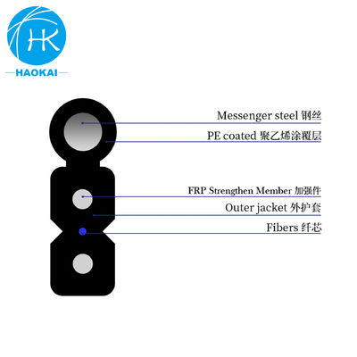 FTTH 8 رقم خود پشتیبانی کردن در فضای باز قطره کابل فیبر نوری سیاه با سیم فولاد