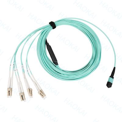 Breakout MPO OM3 Patch Cord LC Connector کابل های پیچ فیبر نوری چند حالت