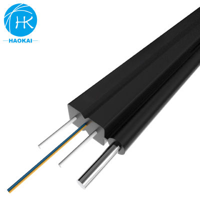 کابل قطره ای FTTH در فضای باز سیم FRP 1 هسته خود پشتیبانی کابل فیبر نوری
