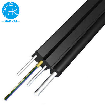 کابل قطره ای 2 هسته 6 هسته FTTH کابل فیبر نوری صاف با سیم فولادی لوله مرکزی آرامید
