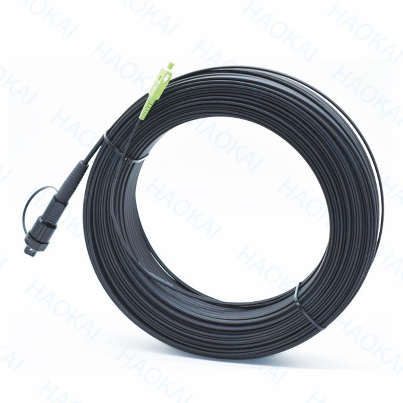 SC APC FTTA کابل فیبر نوری 5.0mm G657A2 LSZH 5M سیم پیچ مشکی