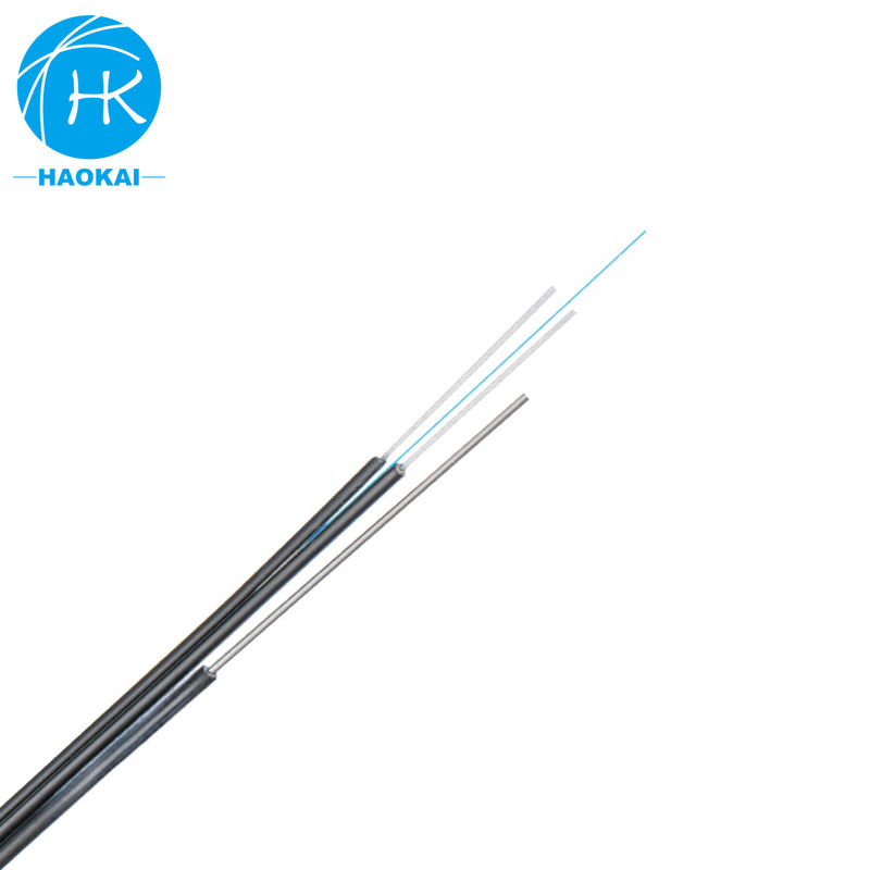 FTTH 8 رقم خود پشتیبانی کردن در فضای باز قطره کابل فیبر نوری سیاه با سیم فولاد