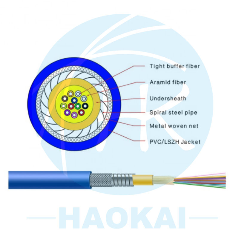 GJFXH سیمپلکس زرهی داخلی قطره کابل فیبر G657A2 1core با پارچه Kevlar