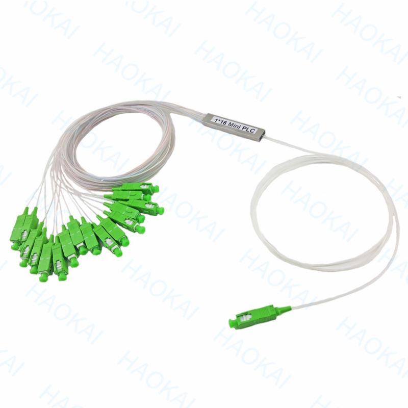 1x16 SC APC فیبر PLC Splitter کابل لوله فولادی کوچک بدون اتصال